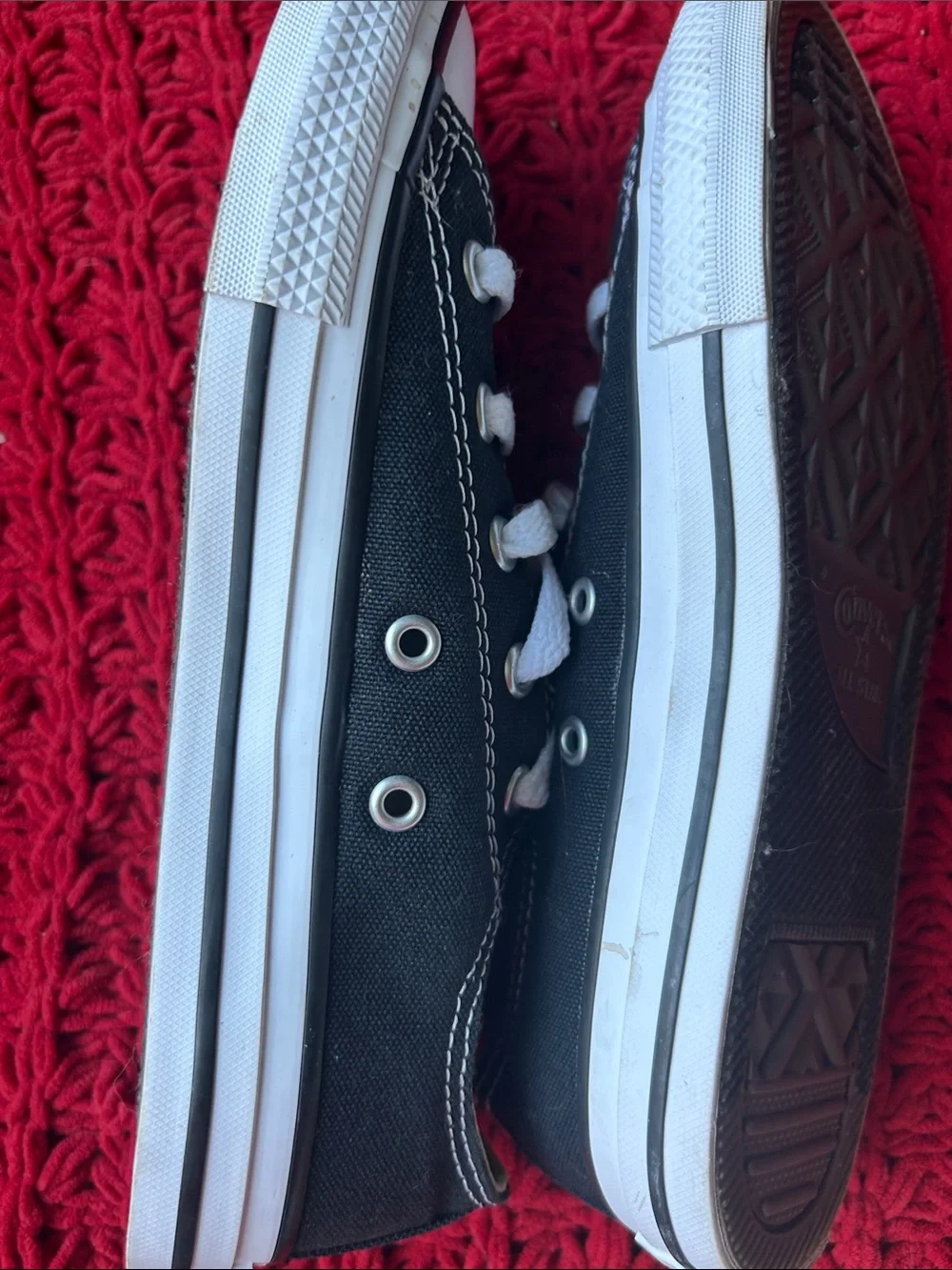 Converse Kids Black Canvas Low Top Sneakers with White Laces